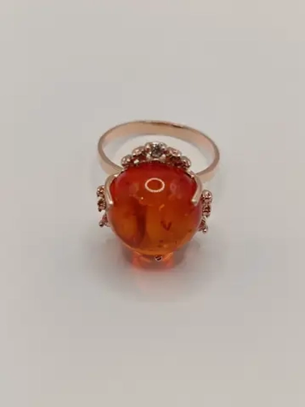 Кольцо серебряное с янтарем