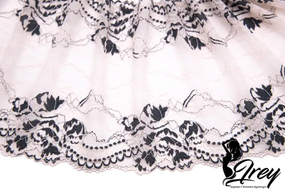 03-210 Кружево эластичное 22 см, пион/черный