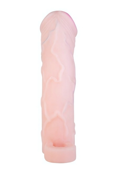 Реалистичная насадка с кольцом для мошонки Penis Extension With a Locking Ring #4 Extra Large +5 см. (Цвет: телесный)