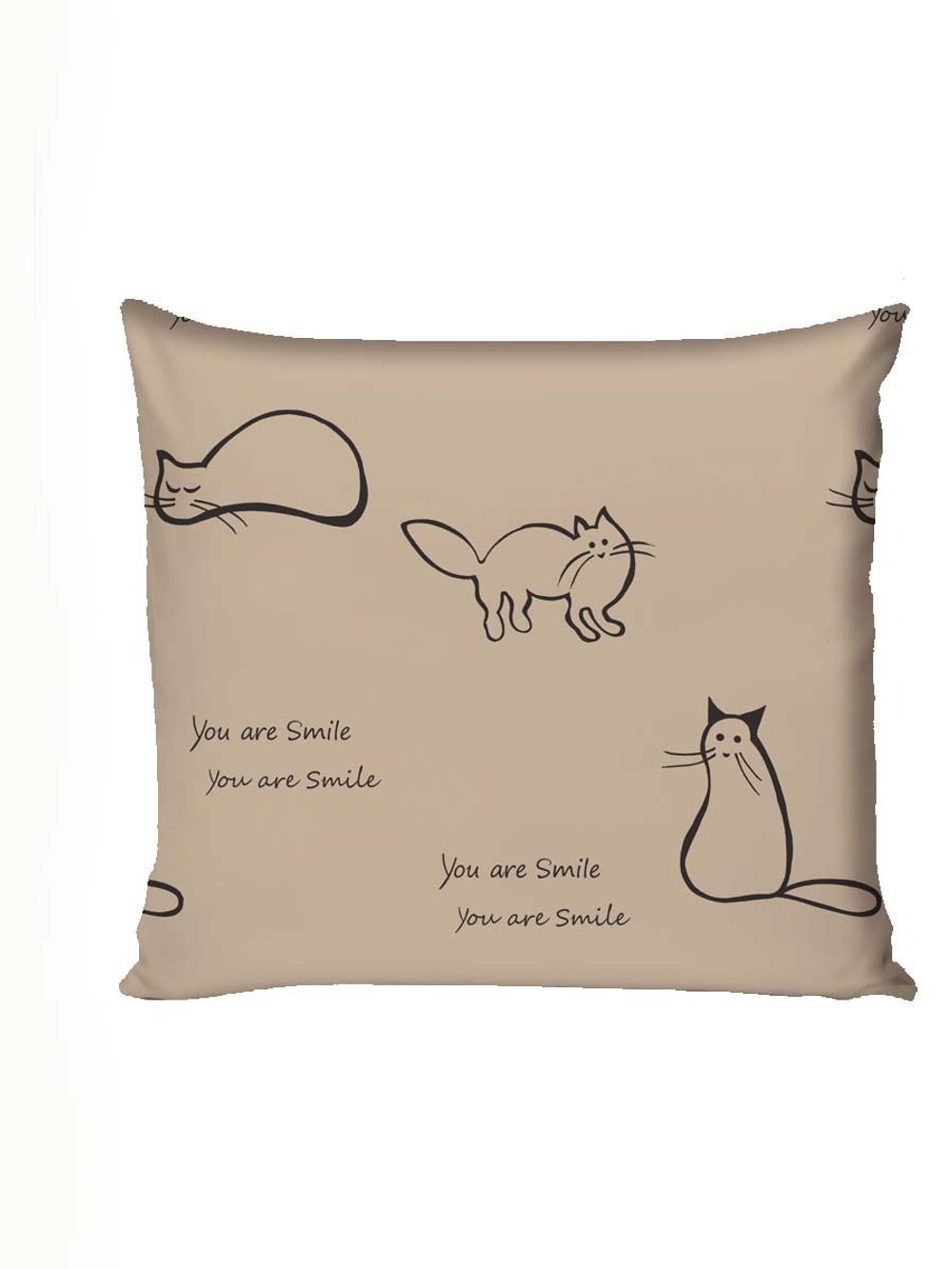 Наволочка 1шт перкаль Сказка "Котики (беж)" 70x70 см на молнии