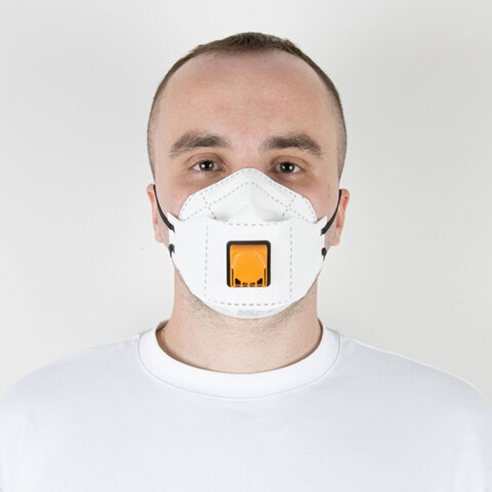 Респиратор (1 шт.) с клапаном, полумаска фильтрующая, трехпанельный складной, FFP2, индивидуальная упаковка, JM-9322