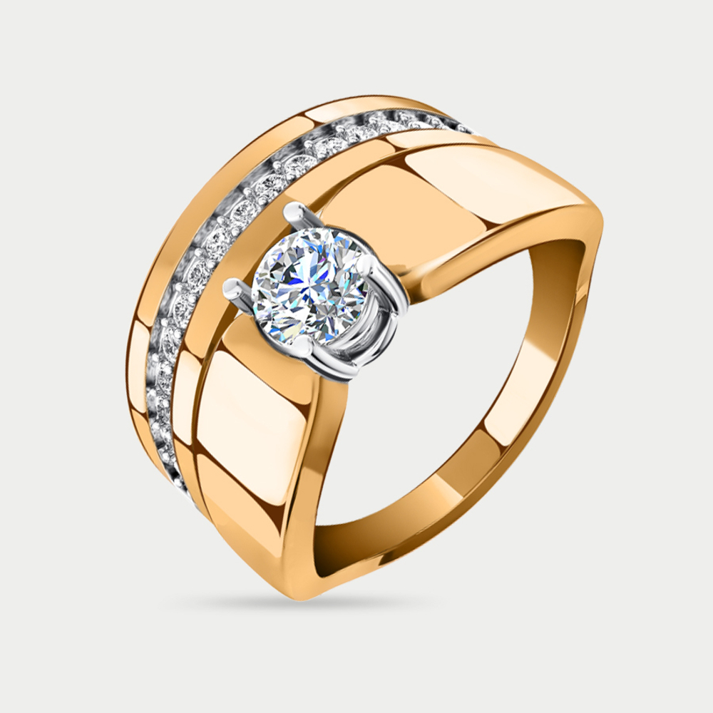 Кольцо для женщин из розового золота 585 пробы с фианитами (арт. 08-117958)