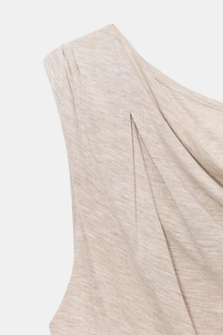 ZARA ТОП АСИММЕТРИЧНОГО КРОЯ СО СБОРКАМИ, ПЕСОЧНЫЙ МЕЛАНЖ