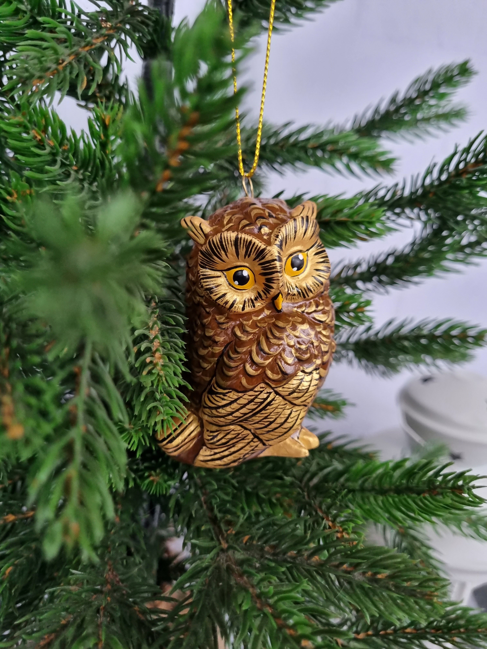 Сова ёлочная игрушка из фарфора