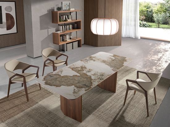 Обеденный стол 1129/437-T из мраморной керамики и ореха Angel Cerda Испания 