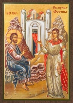 Икона "Беседа Спасителя с Фотиной Самарянкой " 6х9 на МДФ-6