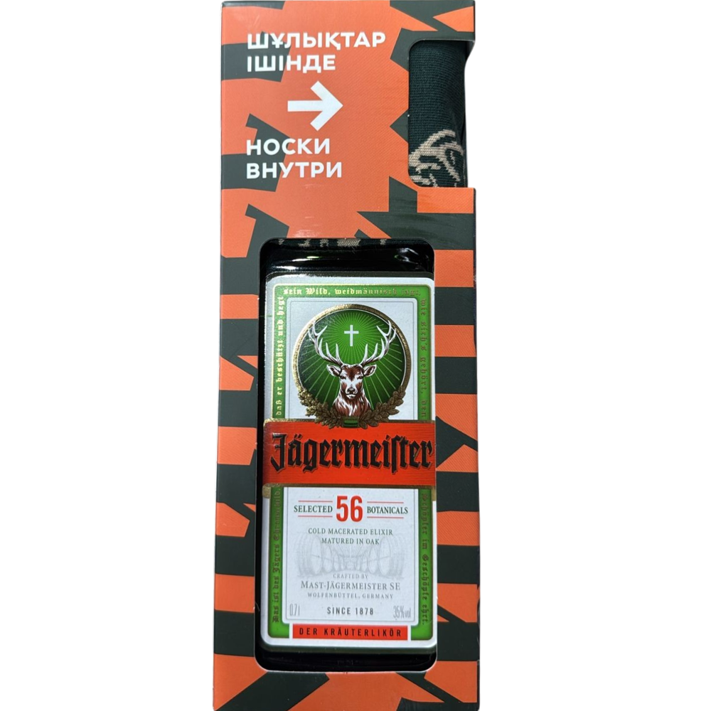 Ликер Jagermeister 0,7 л. В подарочной упаковке с носками