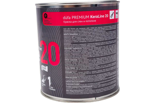 Краска для влажных помещений Dufa Premium KeraLine Keramik Paint 20 полуматовая белая база 1