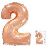 Шар (40"/102 см) Цифра "2" Розовое золото в упаковке / Two