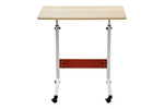 Стол многофункциональный на колесах, 60x40 см, «РОЛЛ», 2 ножки, регул.высота, мдф, металл, св. дерево, белый
