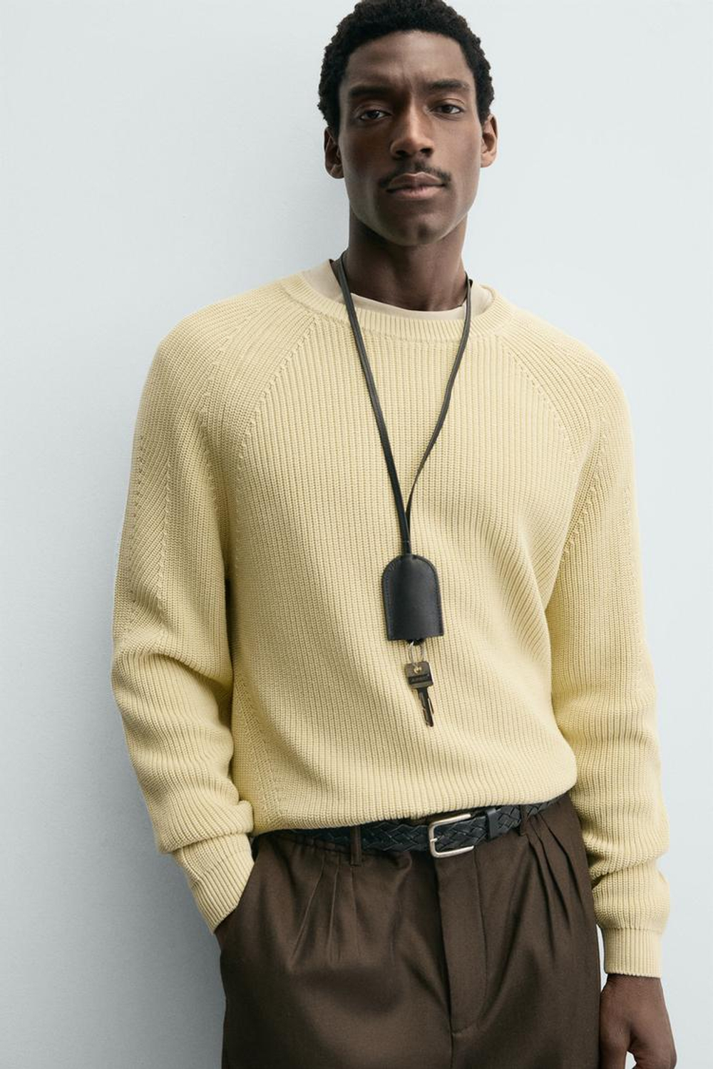 ZARA СВИТЕР ИЗ РЕЛЬЕФНОЙ ТКАНИ В РУБЧИК, ПАСТЕЛЬНО-ЖЕЛТЫЙ