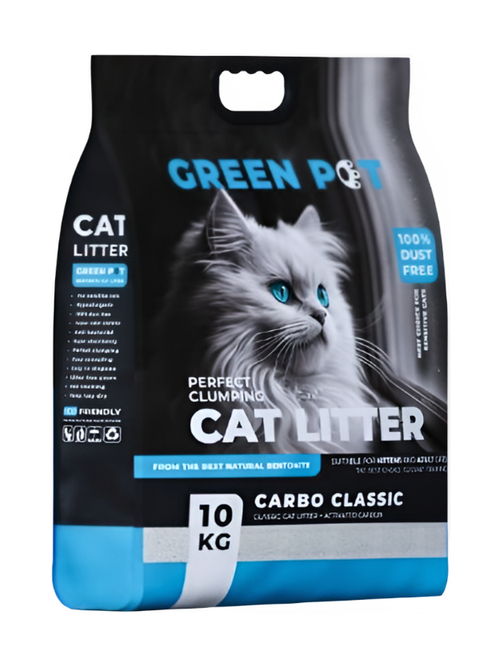 Green pet бентонитовый наполнитель для кошек гранулированный карбон
