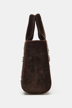 ZARA ГОРОДСКАЯ СУМКА С БУСИНАМИ, КОРИЧНЕВЫЙ