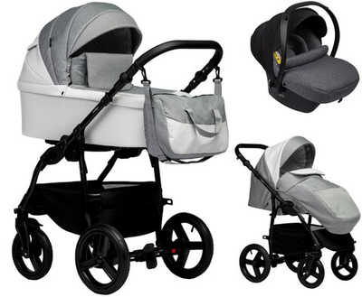 Детская коляска Indigo Impulse Eco 3 в 1 с автокреслом Avionaut Cosmo Grey Ie03 белая кожа/серый