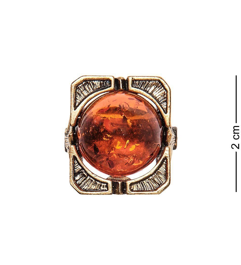 AM-2465 Кольцо «Лилии» (латунь, янтарь)