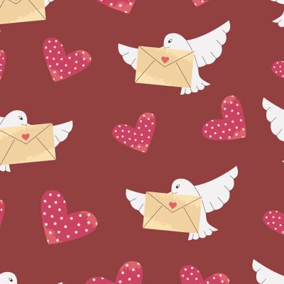 Valentine's Day with hearts and doves