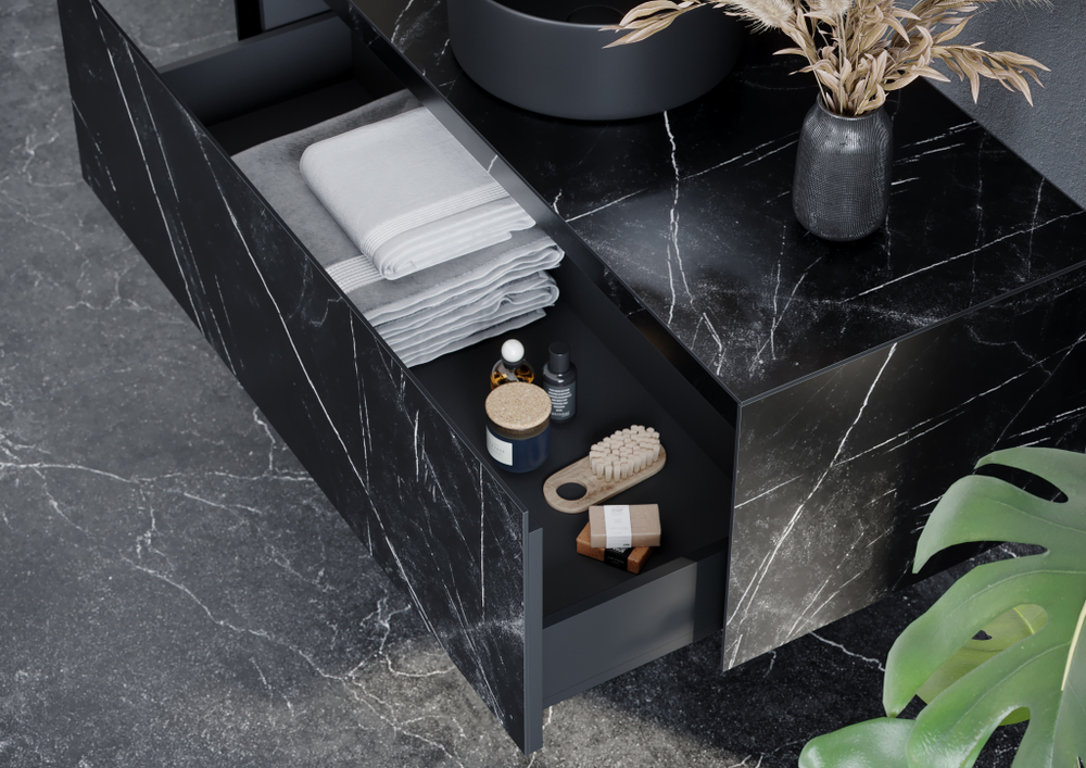 Тумба с раковиной Sancos Stone, 120 см., керамогранит черный, ST120NM