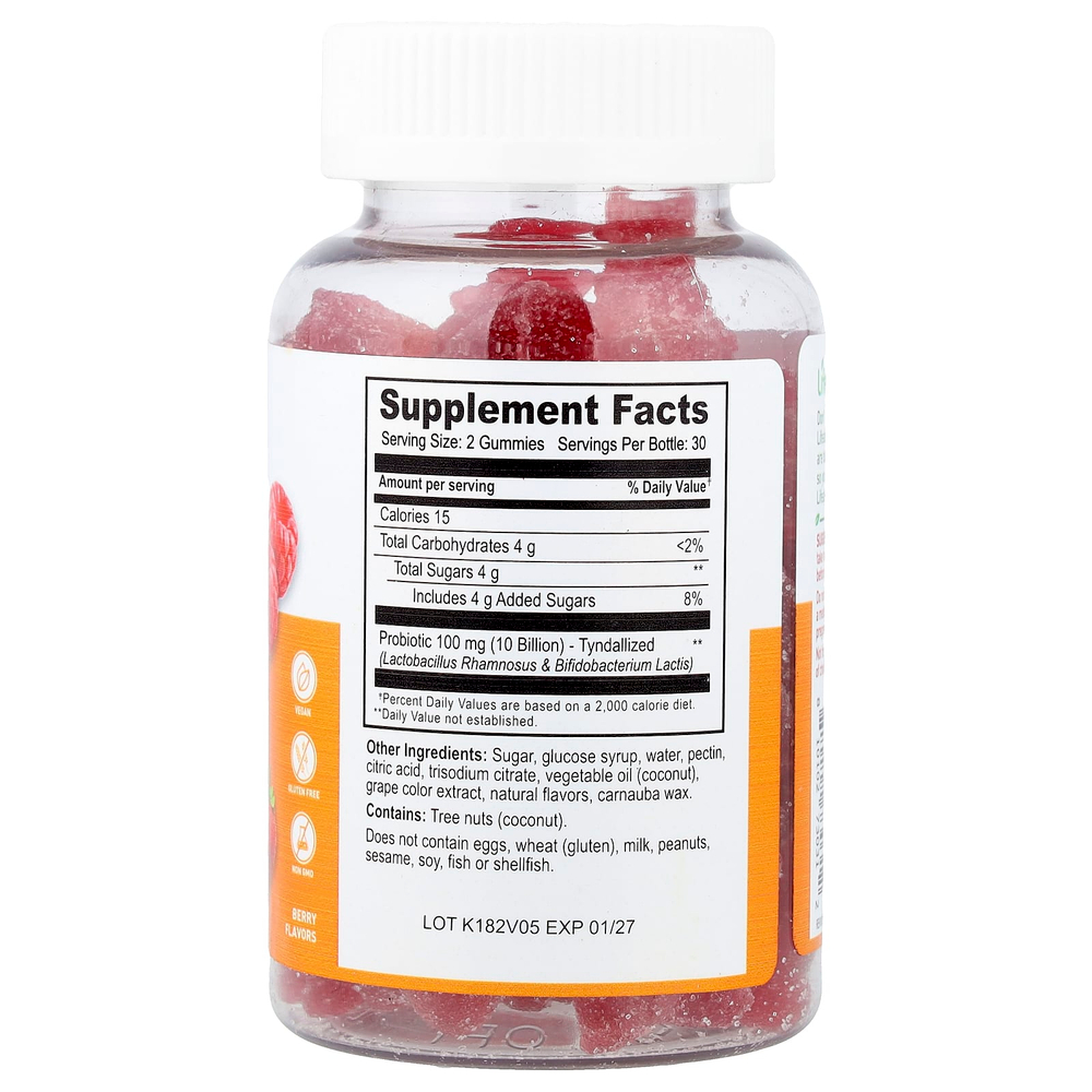 Lifeable, жевательные таблетки с пробиотиками для мужчин, с ягодным вкусом, 60 жевательных таблеток (5 млрд в 1 таблетке)