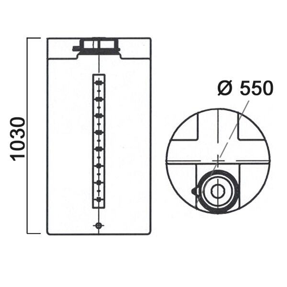 Дозировочный контейнер для дизельного топлива со сливом Анион 200 л. вертикальный (550x550x1030см;белый) - арт.559449