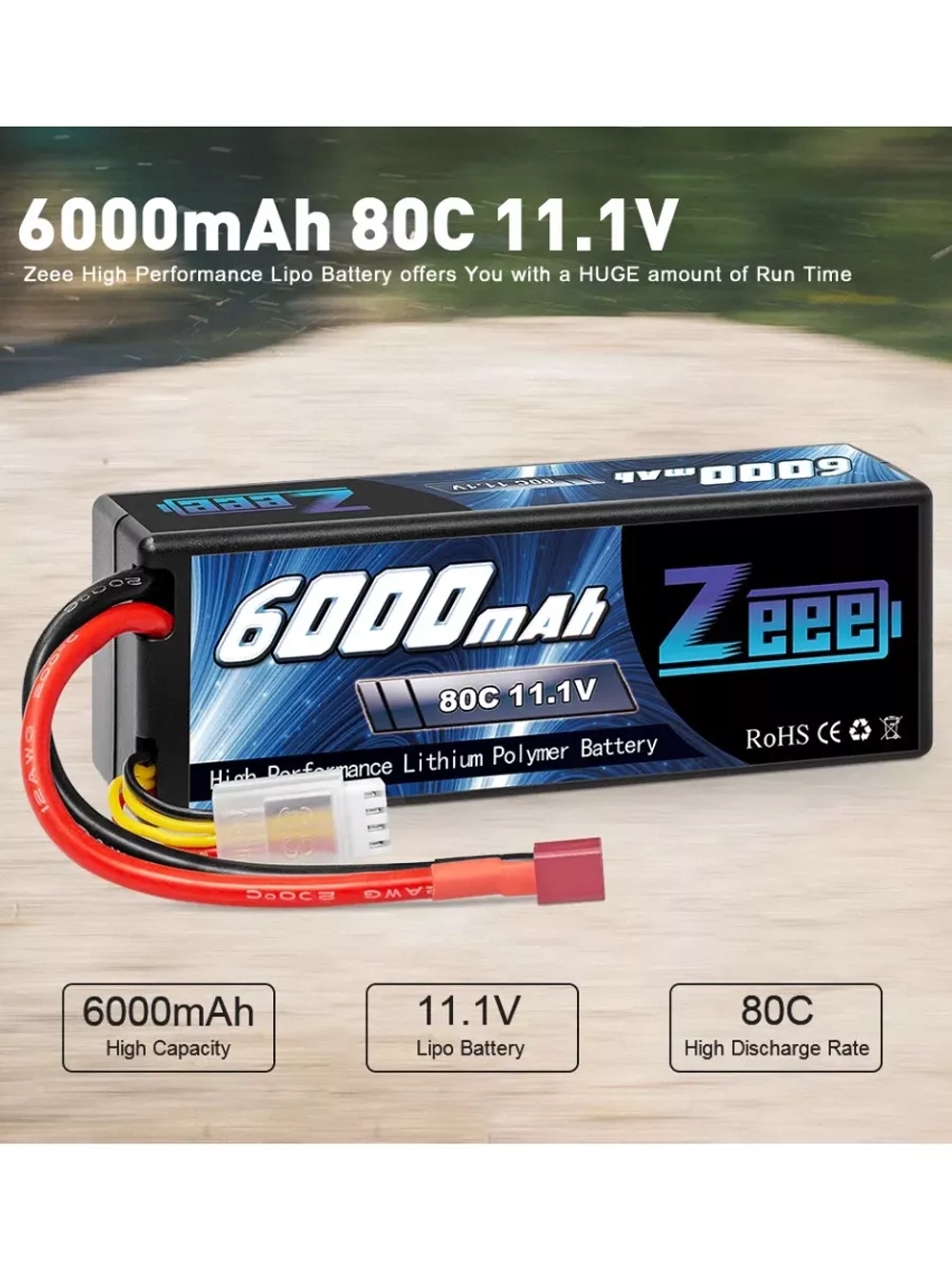Аккумулятор для радиоуправляемой машинки Li-Po 11.1V 6000mAh