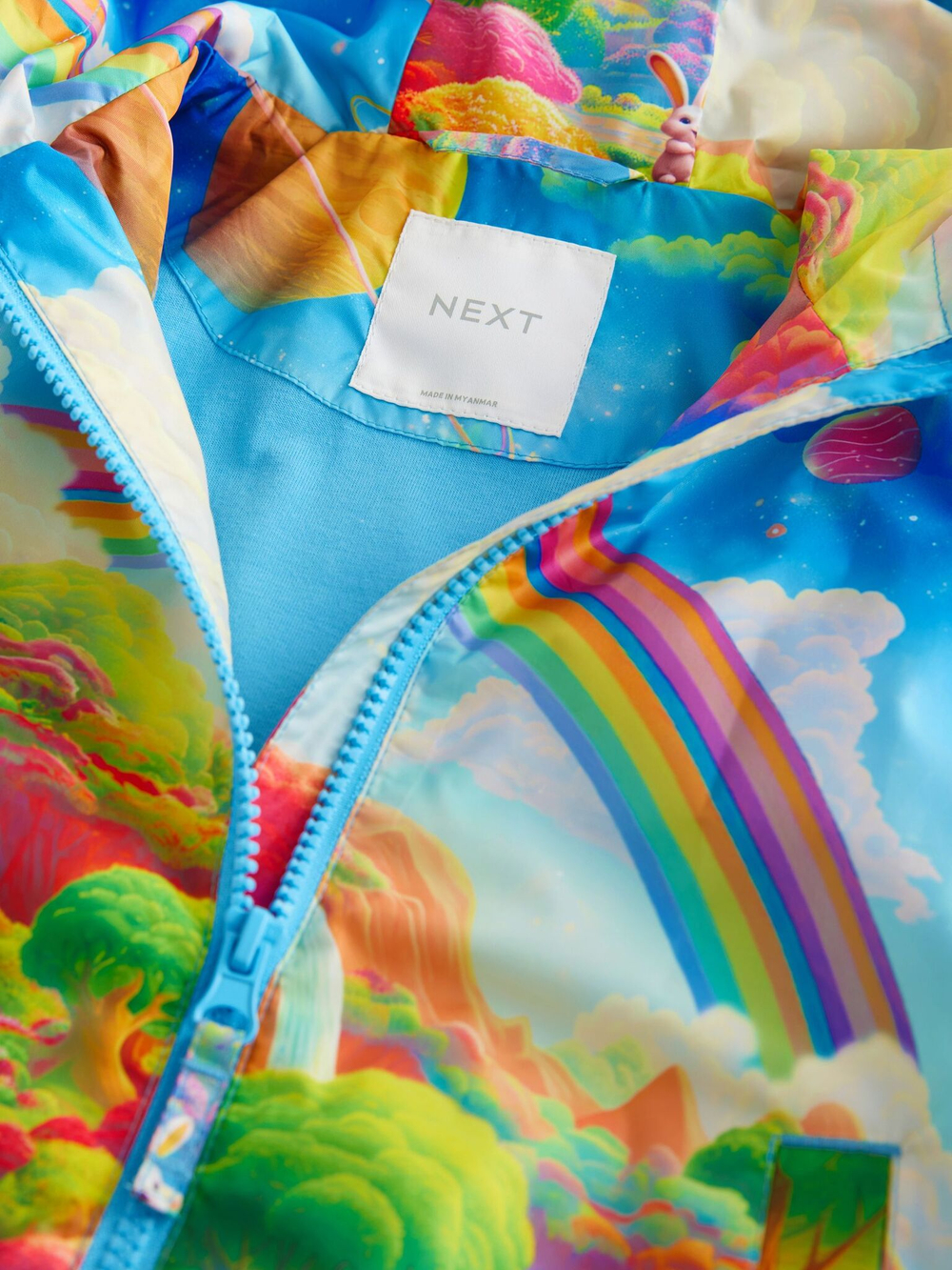 Дождевик с хлопковой подкладкой для девочки Next E25-123, Голубой, Зеленый