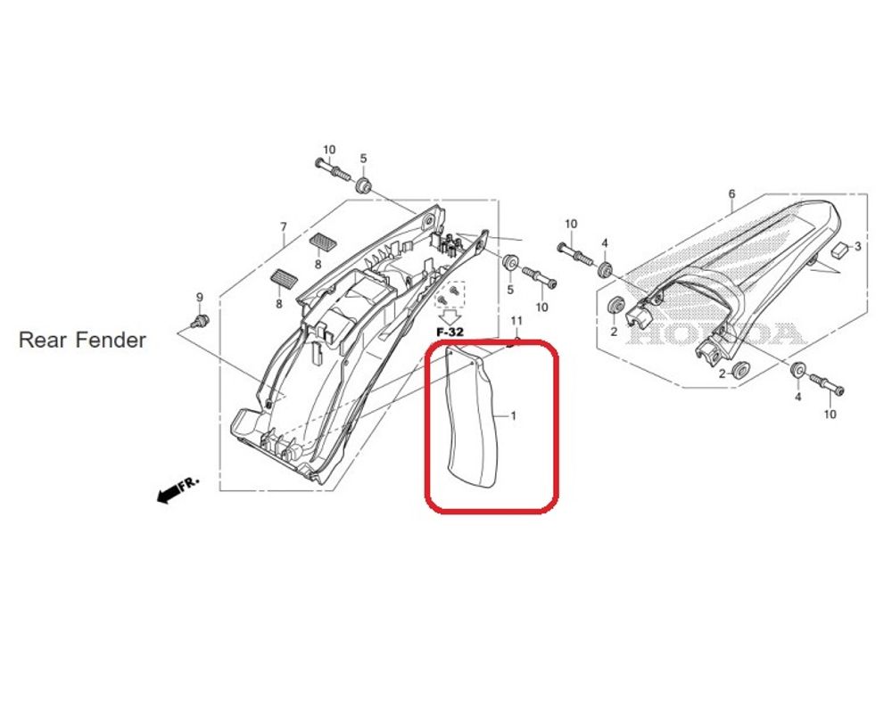17218-KZZ-900. MUDGUARD. Honda CRF250L-M-Rally