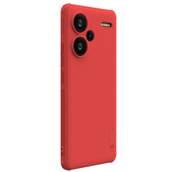 Усиленный чехол красного цвета от Nillkin для Xiaomi Redmi Note 13 Pro+ Плюс, серия Super Frosted Shield Pro