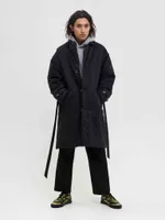 Плащ FOS Утепленный Средней длины Мужской Черный