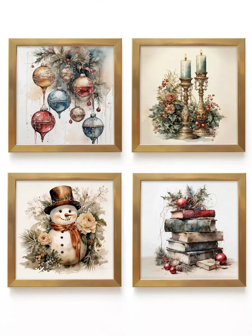 Картины на стену интерьерные на холсте 4 шт, 23*23 см