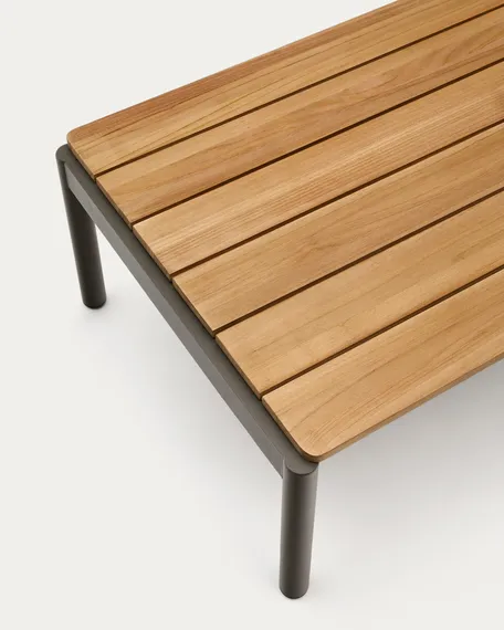 Журнальный столик Sorells из зеленого алюминия и тикового дерева 63 x 144,6 см