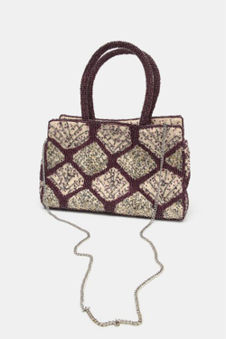 ZARA СУМКА-ШОПЕР С БЛЕСКОМ И БУСИНАМИ, РАЗНОЦВЕТНЫЙ