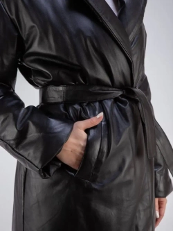 Пальто женское кожаное утепленное длинное Турция