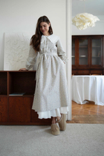 Платье Аврора из фланели, Кремовый с голубыми цветами