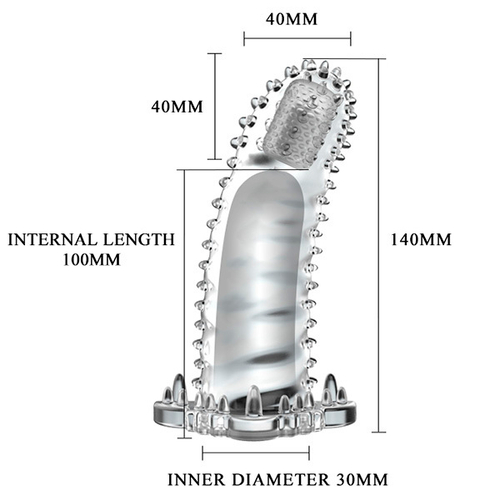Прозрачная удлиняющая вибронасадка на пенис 14см Baile Brave Man BI-026202A