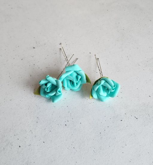 Набор шпилек "Розы большие" латекс, 3 шт, бирюза
