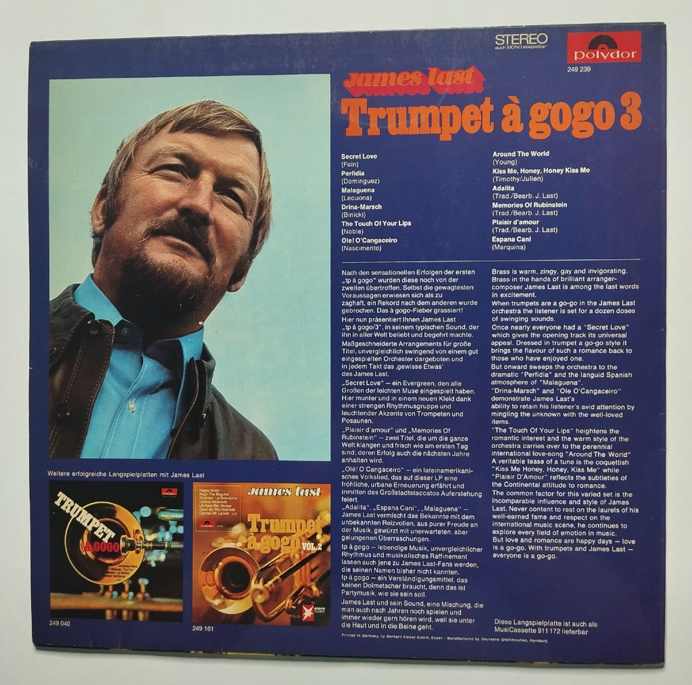 Винтажная виниловая пластинка LP James Last Trumpet A Gogo 3 (Germany 1968)
