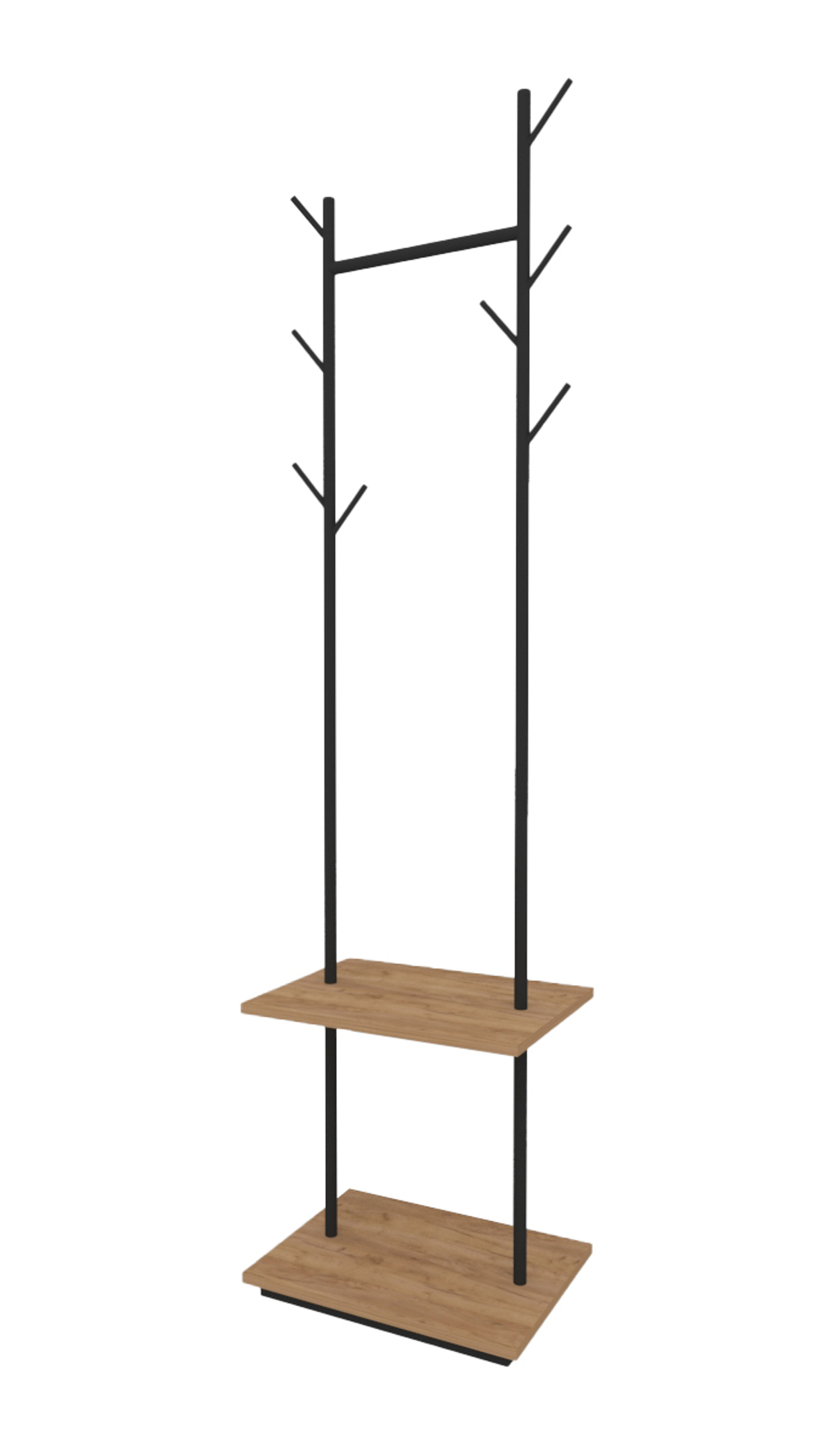 Вешалка напольная (двойная ветка) металлокаркасе с полкой, модульная серия Сиэтл