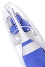 Сиреневый двусторонний вибромассажер Hyphy с клиторальным стимулятором - 21,6 см. (Цвет: сиреневый)