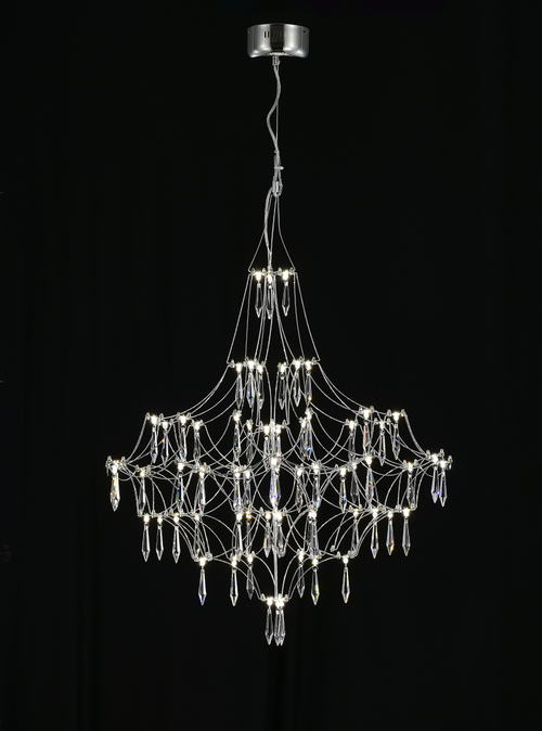 Подвесная люстра светодиодная с пультом и хрустальными подвесками Asfour MyFar Allegria MR2641-66P-76AP