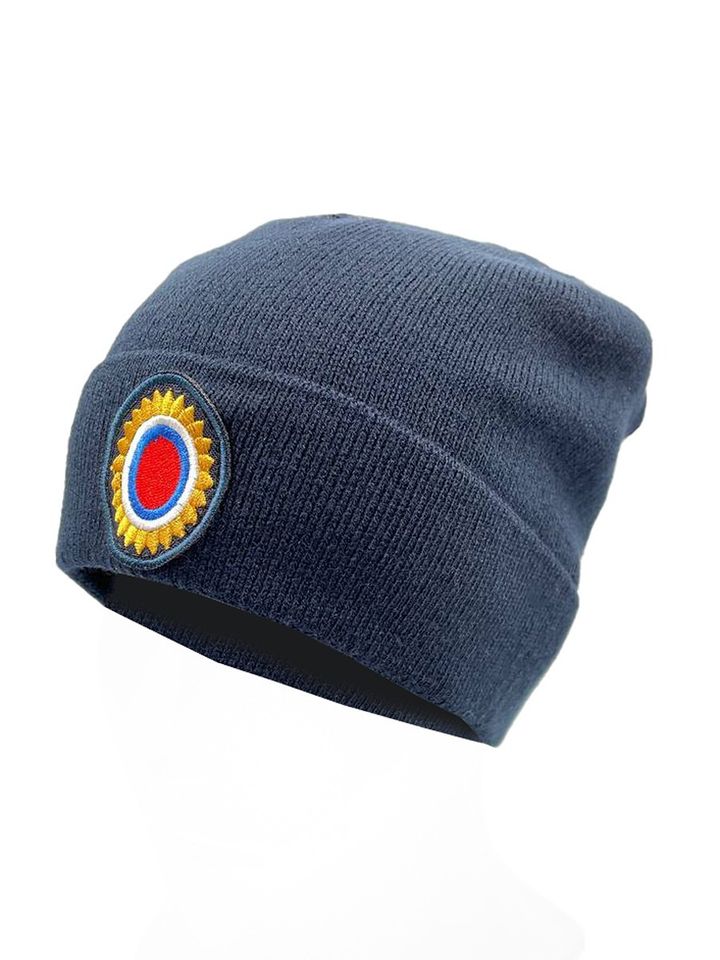 Шапка Полиции МВД вязанная на флисе с вышитой кокардой (синяя)