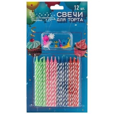 Свечи для торта Волшебная страна 12шт, 9см
