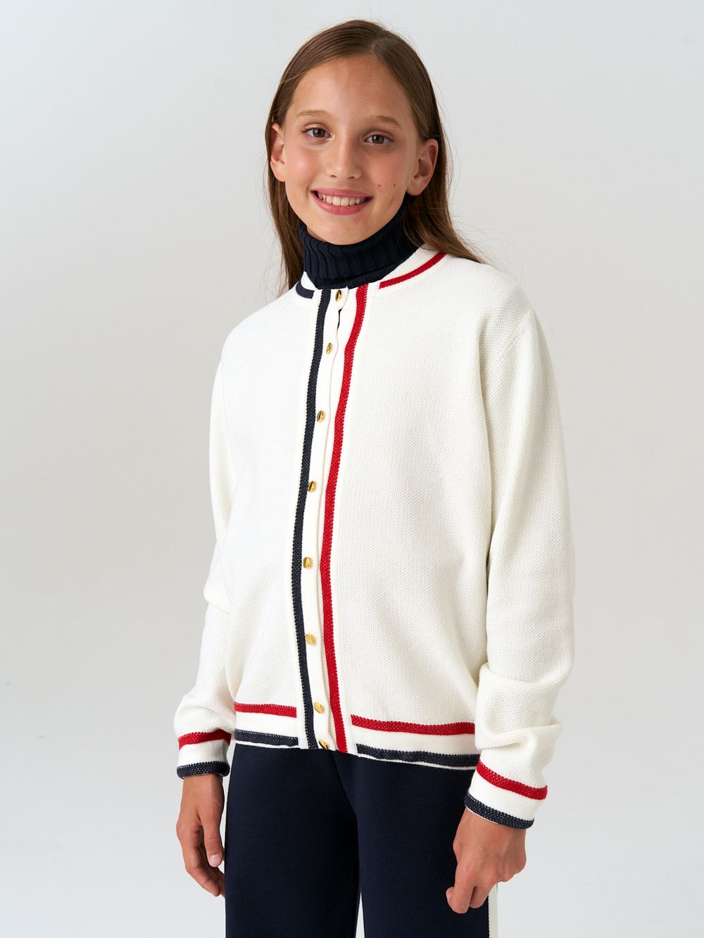 Кардиган бомбер для девочки AT1025 молочный