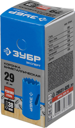 ЗУБР ЭКСПЕРТ-К8 29 мм биметаллическая коронка, сталь Р2М10К8 (29531-029)