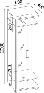 Вест (прихожая) М04 Шкаф 600 зеркало
