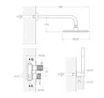 Встраиваемый смеситель для душа на 2 выхода с тропическим и ручным душем ODISEA JOYA K5915121