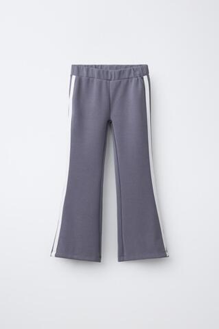 ZARA РАСКЛЕШЕННЫЕ БРЮКИ ИЗ МОДАЛА С КОНТРАСТНЫМИ ПОЛОСКАМИ, СЕРЫЙ