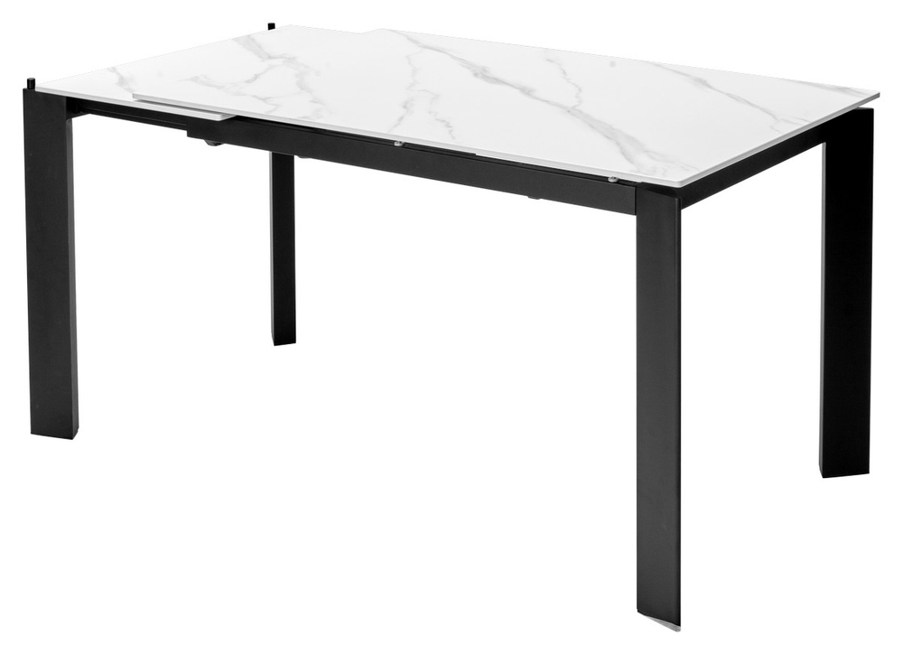 Стол М-City DISAUR Корнер (Corner) 120 Белый мрамор (Matt White Marble Solid Ceramic), Черный