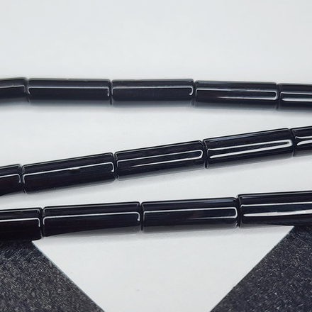 Агат черный, черный оникс, трубочка, цилиндр, р-р 13×4мм, штучно