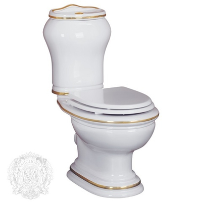 Унитаз напольный с бачком Migliore Milady ML.MLD-25.701.D2 горизонтальный выпуск, кнопка золото