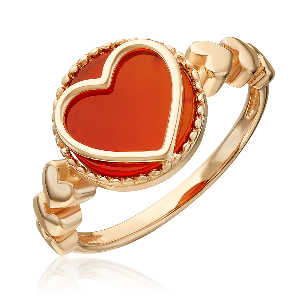 Кольцо «Пылкая любовь» из красного золота с сердоликом